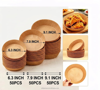 Papier alimentaire jetable pour friteuse à air, double face, enduit de silicone, antiadhésif, résistant à la graisse et à la chaleur, biodégradable, en pâte de bois vierge