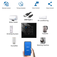 Prise murale intelligente BAOBEN 86 mm avec panneau en verre, USB-A et Type-C, moniteur d'énergie, commande vocale, pour usage domestique