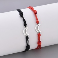 Bracelet tressé ajustable en argent 925 avec perles et ruban multicolore, motif lune, pour femme, mariée, unisexe