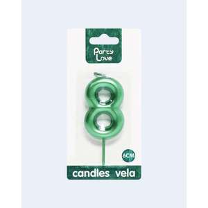 Vela Verde con el Número 8 para Fiestas, Velas de Cumpleaños de 6 cm - Product Image 2