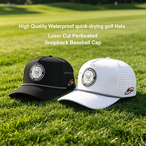 Casquettes de baseball en gros avec patch en caoutchouc PVC personnalisé, imperméables, pour le sport et l'extérieur, avec cordon, pour le golf - Product Image 1