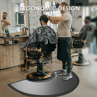 Tapis de sol anti-fatigue pour salon de coiffure avec logo personnalisé, pour coiffeur, noir, carré, demi-cercle, épais, pour la coiffure
