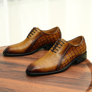Chaussures Oxford formelles pour hommes, en cuir véritable, imperméables, à lacets, de haute qualité, fabriquées à la main, pour l'automne, design tendance - Product Image 5
