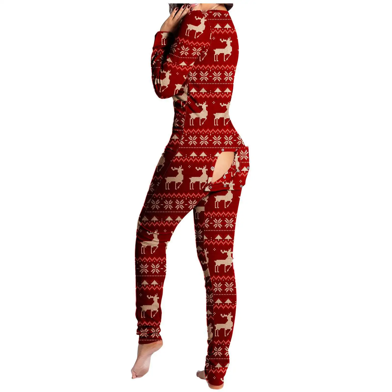 Pijama exótico de manga larga con botones para mujer, ropa de dormir sexy con cuello de pico para invierno, Z124175, 2022