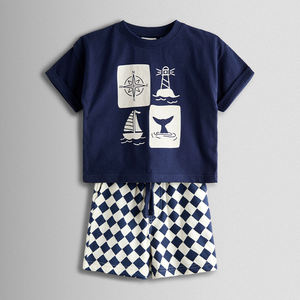 Ensembles de shorts et hauts pour enfants en coton biologique, t-shirt et short imprimés sur mesure, ensembles de vêtements pour garçons, vêtements pour enfants écologiques d'été - Product Image 2