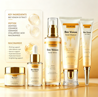 Kit de Soins Visage Coréens au Venin d'Abeille Bio et Naturel, Végan, 5 Pièces, Marque Blanche OEM, Nourrissant, Anti-Âge, Éclaircissant, Traitement Anti-Acné