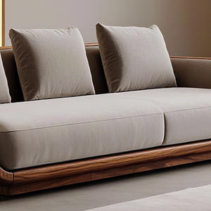 Canapé italien haut de gamme moderne et minimaliste en <span class=keywords><strong>noyer</strong></span> noir, rangée droite en bois <span class=keywords><strong>massif</strong></span>, lumière créative, ensemble de salon de luxe pour villas - Product Image 3