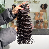 Extensions de cheveux humains bouclés birmanes, effet plume, pré-bouclées, pour tresses torsadées, cheveux invisibles au crochet