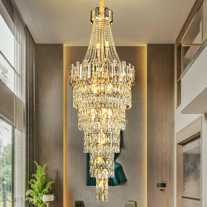 Lámpara colgante de cristal K9 de techo alto con iluminación de celo candelabro de Villa LED largo para Hogar Moderno - Product Image 5