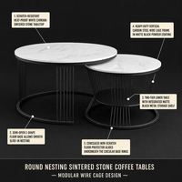 Table basse de balcon de style nordique avec plateau en pierre et base en métal, petite table d'appoint pour salon, table basse moderne