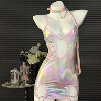 Nouvelle lingerie sexy et colorée pour poitrines petites, robe moulante aux hanches, chemise de nuit pour couples, idéale pour les jeux coquins.