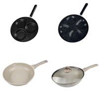Wajan Penggorengan Anti Lengket Modern dari Baja Karbon Logam dengan Gagang Bakelite Berpaku untuk Semua Jenis Kompor, untuk Memasak Pancake & Crepes