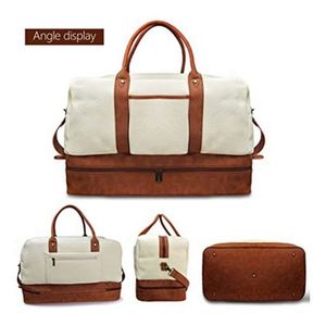 Muestra gratuita al por mayor: Set de 2 piezas de bolsas de viaje casuales, duraderas y gruesas con logo personalizado para exteriores, con neceser para pasar la noche y fin de semana. - Product Image 4