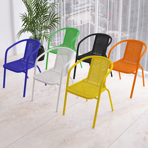 Outdoor Rattan <b>Chair</b> <b>Stackable</b> Plastic <b>Garden</b> <b>Chair</b> Waterproof Sun Proof Patio Dining <b>Chair</b> Set Adult Use - Product Image 4