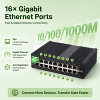 Switch Ethernet Gigabit Industri OEM 16 Port L2 Managed 2 SFP Uplink DIN Rail untuk Transportasi