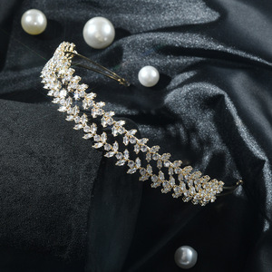 Romantique En Gros Double Couche CZ Bandeau Anniversaire <span class=keywords><strong>De</strong></span> Bal Cheveux Accessoires Diadèmes <span class=keywords><strong>De</strong></span> Mariée Couronnes - Product Image 3