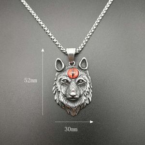 Collier Pendentif Rétro Punk en Acier Inoxydable Tête <span class=keywords><strong>de</strong></span> <span class=keywords><strong>Loup</strong></span> Celtique Totem Viking, Style Européen et Américain, Vente Chaude Transfrontalière - Product Image 2