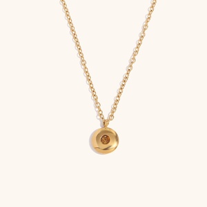 Collier pendentif Changda en acier inoxydable plaqué or 18 carats, vermeil or, zircon, simple, élégant, pierre de naissance de décembre - Product Image 5
