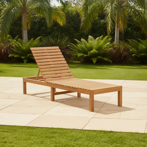 Tumbona de Madera de Teca para Exteriores, Silla Reclinable de Diseño Contemporáneo con Respaldo Sólido y Patas Cónicas, para Uso en Pisos Duros - Product Image 2