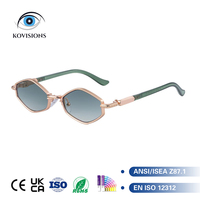 Lunettes de soleil hexagonales géométriques pour femmes, monture en métal, verres dégradés, protection UV400, style rétro vintage, tendance, pour un usage quotidien
