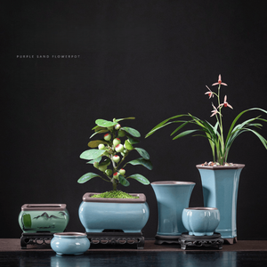 Maceta de Cerámica Creativa de Arcilla Morada, Maceta Minimalista Transpirable para Plantas Verdes de Escritorio, Múltiples Estilos Disponibles - Product Image 4