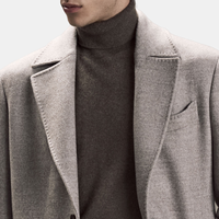 Manteau décontracté pour homme en laine 100% ultra-fine, double face, à col rabattu et simple boutonnage, pour un style sans effort
