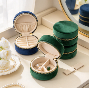 Nouvelle boîte à bijoux compacte et portable, double couche, petite et ronde, vente en gros de boîtes à bijoux - Product Image 1