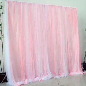 10x10FT Chiffon Backdrop Cortinas Tecido Sheer para Wedding Arch Party Stage Decoração Double Layer cortinas