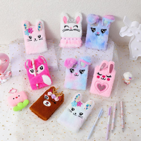 Joli Carnet en Peluche Chat Lapin Renard pour Filles, avec Pendentif Kawaii, Carnet Fourrure, Agenda Quotidien, Cahier de Notes, Papeterie