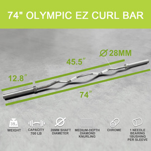 Equipo de entrenamiento para uso en gimnasio en casa, superventas, barra larga recubierta con logotipo personalizado, barra <span class=keywords><strong>Ez</strong></span> <span class=keywords><strong>Curl</strong></span> Barbell <span class=keywords><strong>Bar</strong></span> - Product Image 5