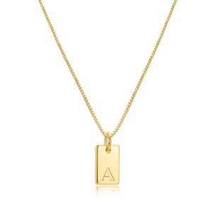 Collier personnalisé pour femme en acier inoxydable plaqué or 18 carats avec pendentif carré <span class=keywords><strong>alphabet</strong></span> <span class=keywords><strong>arabe</strong></span> 26 lettres - Product Image 4