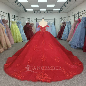 Dy20259-2 Red Ball Gown Party Chiffon Appliques Natural Waistline Wedding <b>Dress</b> <b>Plus</b> <b>Size</b> Bridal for - Product Image 6