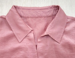Vendita Calda <span class=keywords><strong>Missy</strong></span>/Petite/Più Poly Crepe di Raso Opaco Chiffon Dusty Rosa Campana Maniche Ladies 'Tessuto Camicia - Product Image 4