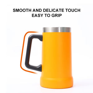 Venta al por mayor logotipo personalizado taza <span class=keywords><strong>de</strong></span> cerveza 24oz agarre Original <span class=keywords><strong>de</strong></span> acero inoxidable vacío taza <span class=keywords><strong>de</strong></span> cerveza con asa tapa vaso - Product Image 2