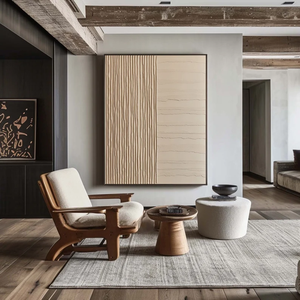 Pintura Artística Abstracta Wabi-Sabi Hecha a Mano, Textura 3D Beige, sobre Lienzo - Product Image 2