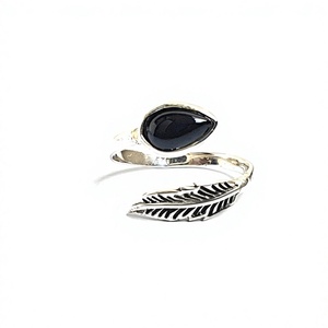<b>Black</b> Onyx Pear Shape <b>Ring</b> for Women 925 Sterling <b>Silver</b> Natural Onyx <b>Stone</b> Adjustable High Quality Jewelry - Product Image 1