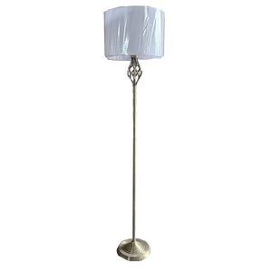 Lámpara de pie con cable eléctrico de estilo tradicional europeo, acabado de níquel satinado, pantalla de luz cónica blanca de lujo, lámpara de pie para decoración del hogar - Product Image 1