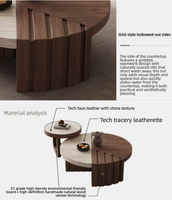 Table basse moderne carrée en bois et verre technologique avec étagère de rangement pour mobilier de salon personnalisé