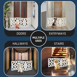 Valla de Madera Decorativa Expandible, Moderna y Ecológica para Perros Pequeños y Medianos, Barrera para Escaleras y Puertas - Product Image 4