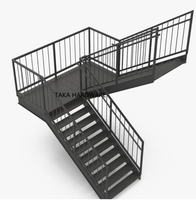 Escalier droit en acier galvanisé plongé chaud extérieur pour le bâtiment commercial