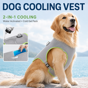 Gilet rafraîchissant pour chien en gros 2-en-1 avec gel froid activé par l'eau, prévient les coups de chaleur, harnais en maille réglable pour la marche en extérieur - Product Image 1