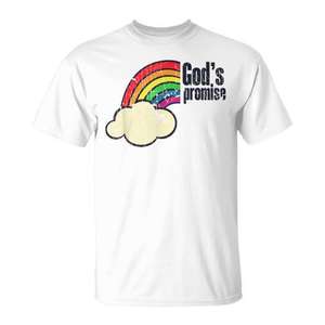 Camiseta con diseño de nube arcoíris de la promesa de Dios, unisex, para niños, cuello redondo, manga corta, regalo religioso para la iglesia, color blanco - Product Image 1