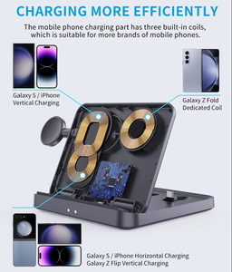 Estación de <span class=keywords><strong>carga</strong></span> inalámbrica plegable 3 en 1 de 15W para Samsung Z Fold 5/Z Flip 5/S23/S22/S21 para <span class=keywords><strong>Galaxy</strong></span> Watch <span class=keywords><strong>Buds</strong></span>, pliegue de <span class=keywords><strong>carga</strong></span> rápida - Product Image 4