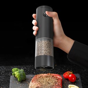 Ensemble de 2 moulins électriques à sel et à poivre, alimentés par piles, noirs mats, avec noyau en céramique, LED réglable, 95 ml, avec base - Product Image 5