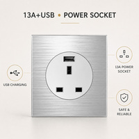 Interrupteur mural industriel rétro EU français avec prise, indicateur LED 220V, bouton de réinitialisation, ports USB-C, indice de protection IP21 pour usage domestique et hôtelier