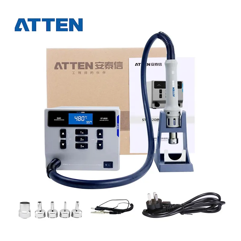ATTEN ST-862D BGA 칩 재작업 역 지적인 디지털 표시 장치 1000W 열기 총 Desoldering 역