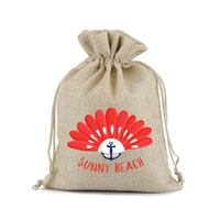 Sacs à cordon en coton et lin à thème ancre avec impression sérigraphiée pour les fêtes et la plage