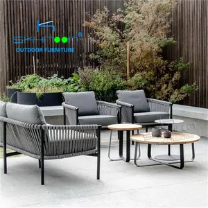 Design Baru Lounge Set Tali Sofa Foshan Pemasok Hilton Hotel Rekreasi Luar Ruangan Tali Furnitur Sofa (72056)
