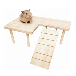 Ahşap Fare Kafesi Aksesuarları Küçük Hayvanlar İçin Doğal Ahşap Hamster Tırmanma Platformu Oyuncağı Merdivenli - Product Image 1