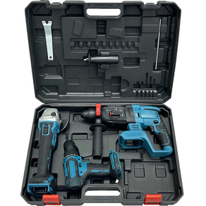 Ananke Tools – Kit industriel sans fil 4 pièces : Perceuse à percussion sans balais, Clé à chocs, Meuleuse d'angle, 220V, Bleu+Noir - Product Image 4